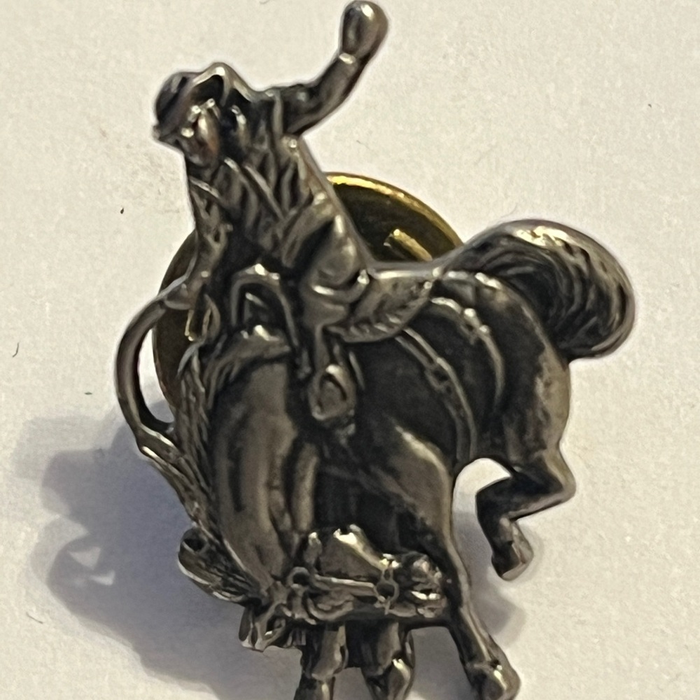 Silver Rodeo Cowboy Tie Pin - Picture 4 of 16